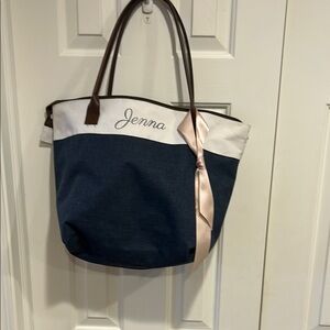 Stylish Blue and White Tote Bag